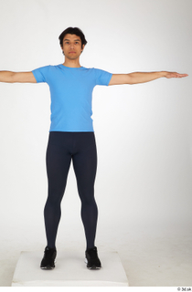  Jorge ballet leggings black sneakers blue t shirt dressed sports standing t poses whole body 0001.jpg
